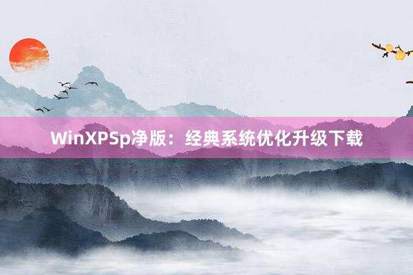 WinXPSp净版：经典系统优化升级下载