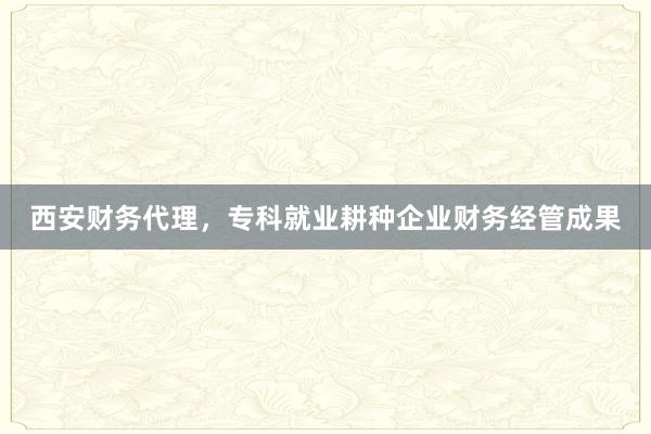 西安财务代理，专科就业耕种企业财务经管成果